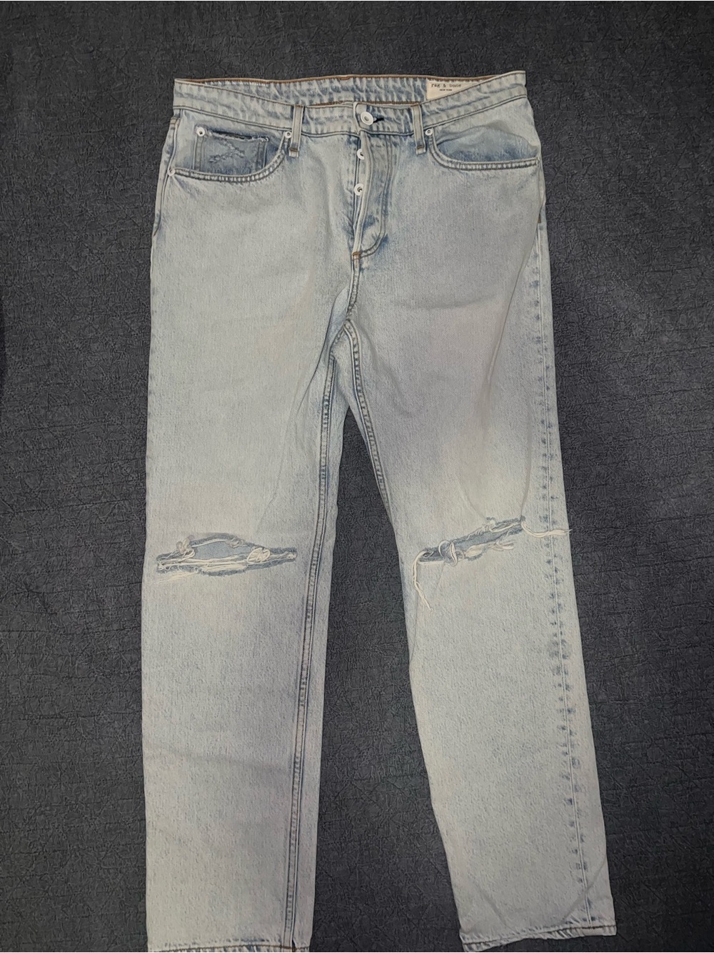 rag & bone ROSA MID-RISE BOYFRIEND Light Blue Straight-Leg Distressed Jeans 29